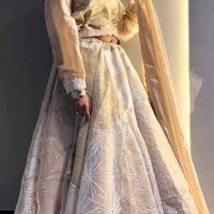 Elena's Glamour: Rose Golden Theme Patch Work Blouse & Designer Lehenga Set - Wedding Collection